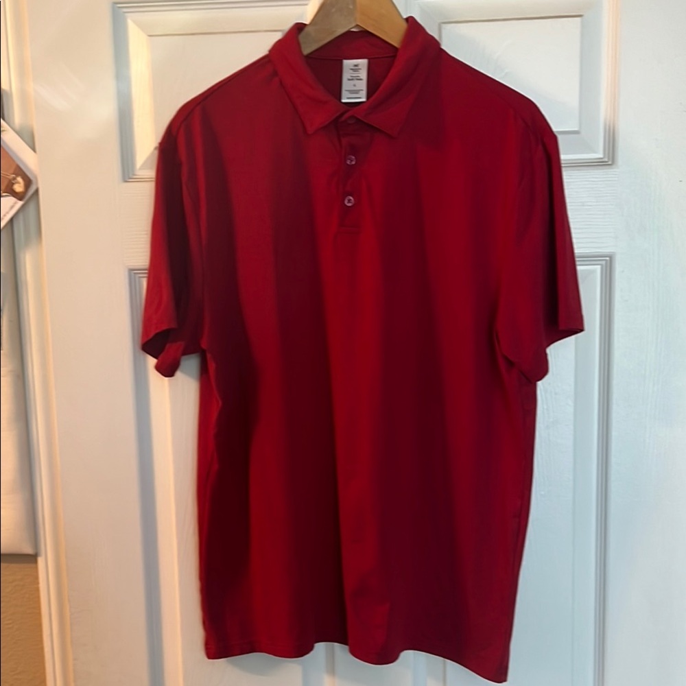 Red Polo Shirt with Short Sleeves and Classic Collar